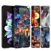 Hard PC Phone Case For Samsung Galaxy Z Flip 7 6 5 4 Black Cover For Galaxy Z Flip 3 Foldable Chinese Architecture Landscape Bag