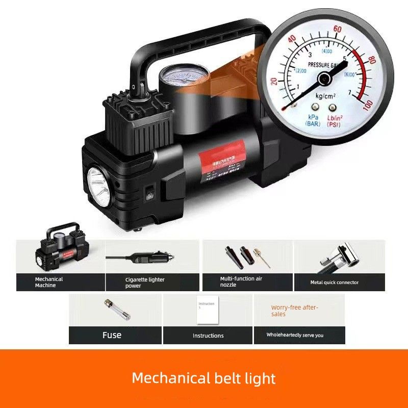 

German Imported Japanese Car Air Pump 12V Portable Dual-Cylinder High-Pressure Air Pump for Cars and Sedans Multifunctional Mechanical Watch [with Light]