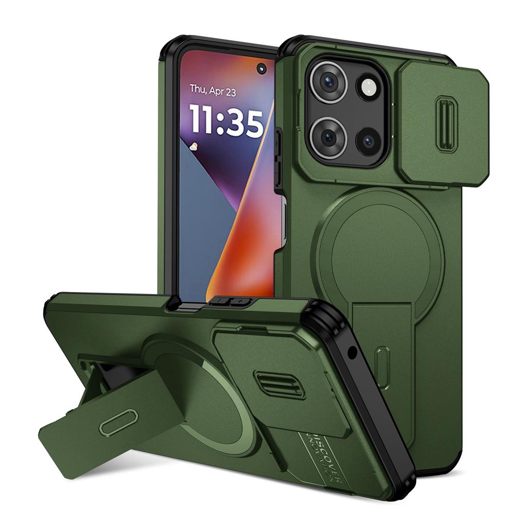KEYSION Shockproof Armor Magnetic Case for Motorola MOTO G 5G 2025 Slide Camera Protection Kickstand Phone Cover for Edge 2025