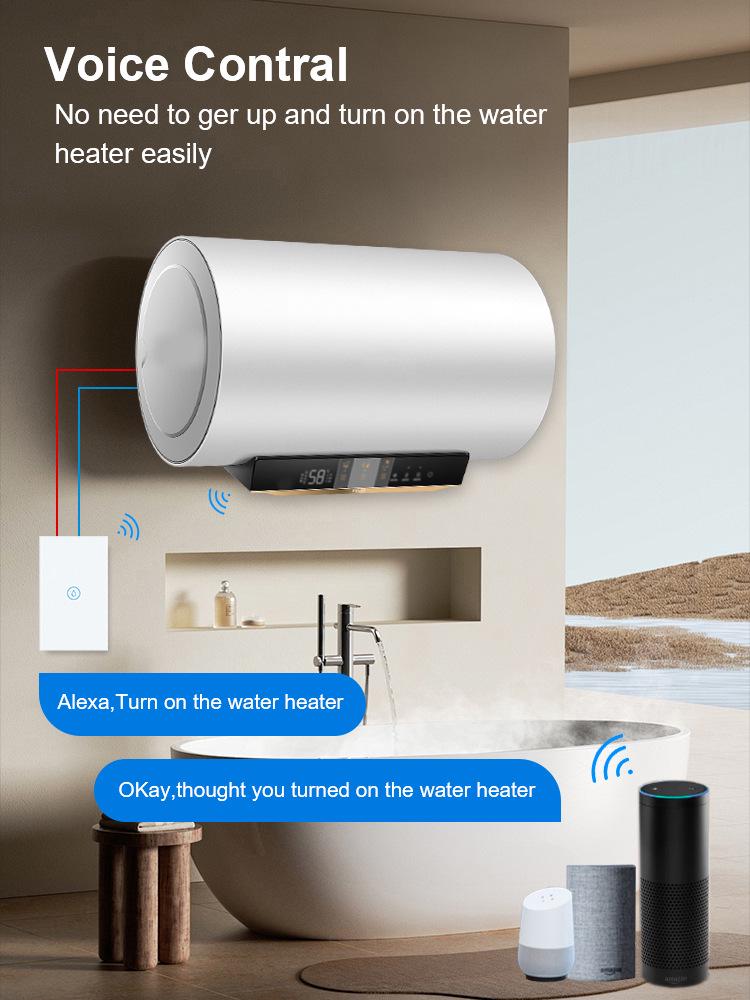 EU Standard 20A Double Pole Smart Switch with Touch & Tuya Alexa Control for Water Heaters