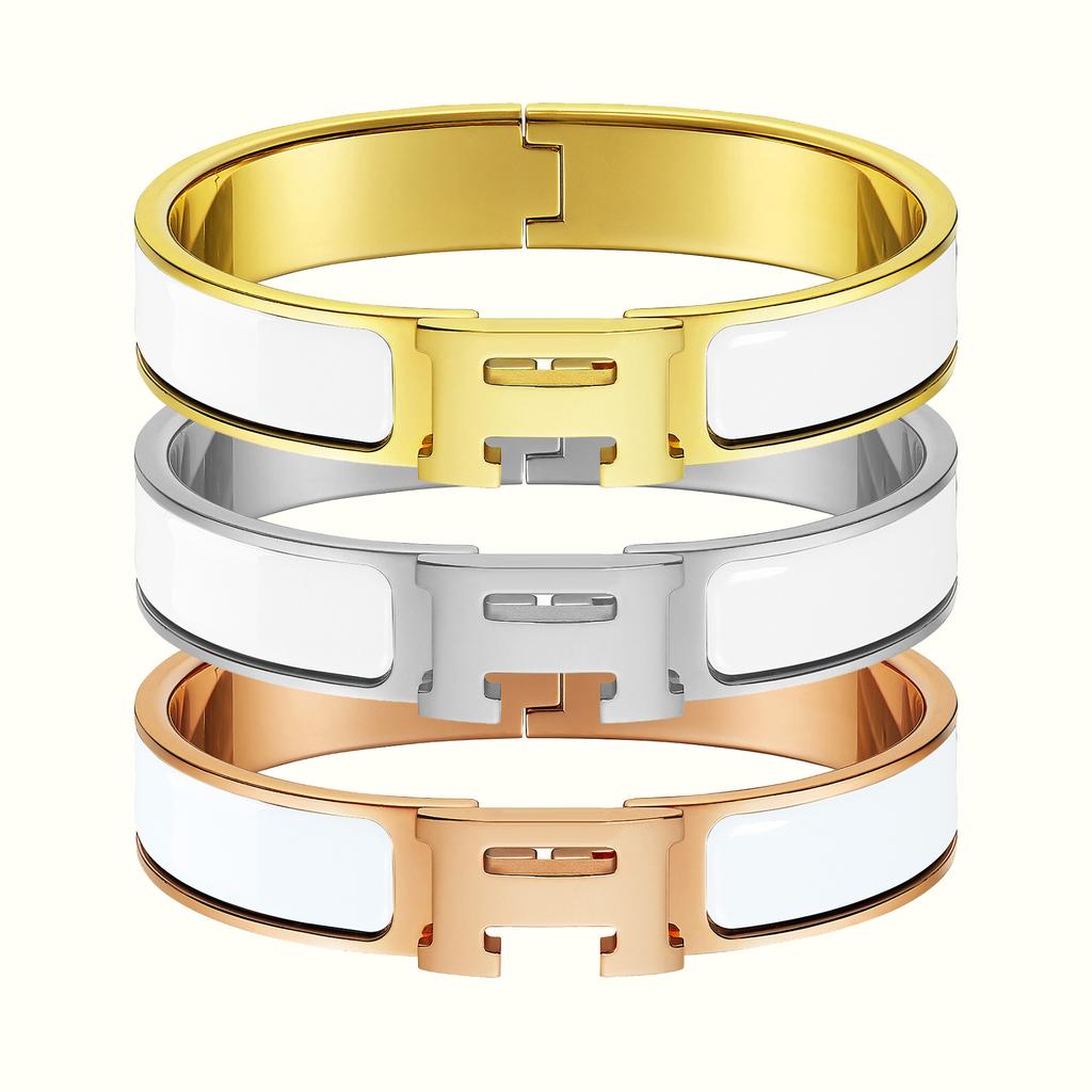 Klassisches H-Buchstaben-Armband mit mehrfarbigem Emaille-Armband 925er Silber