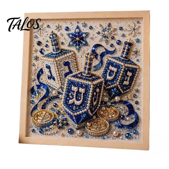 Indoor Garden Decor DIY Hanukkah Pearl Art Kit, 3D Mosaic Bead Craft Set, Creative Holiday Gift for Family Ritual Activity Making Kit Traditional Home