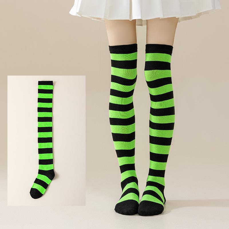 Damen Overknee Socken mit Kreuzstreifen für Halloween, Weihnachten, Karneval, Tanz und Japanische Festivals