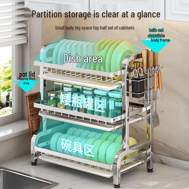 304 Stainless Steel Multi-functional Dish Drying Rack for Plates and Bowls