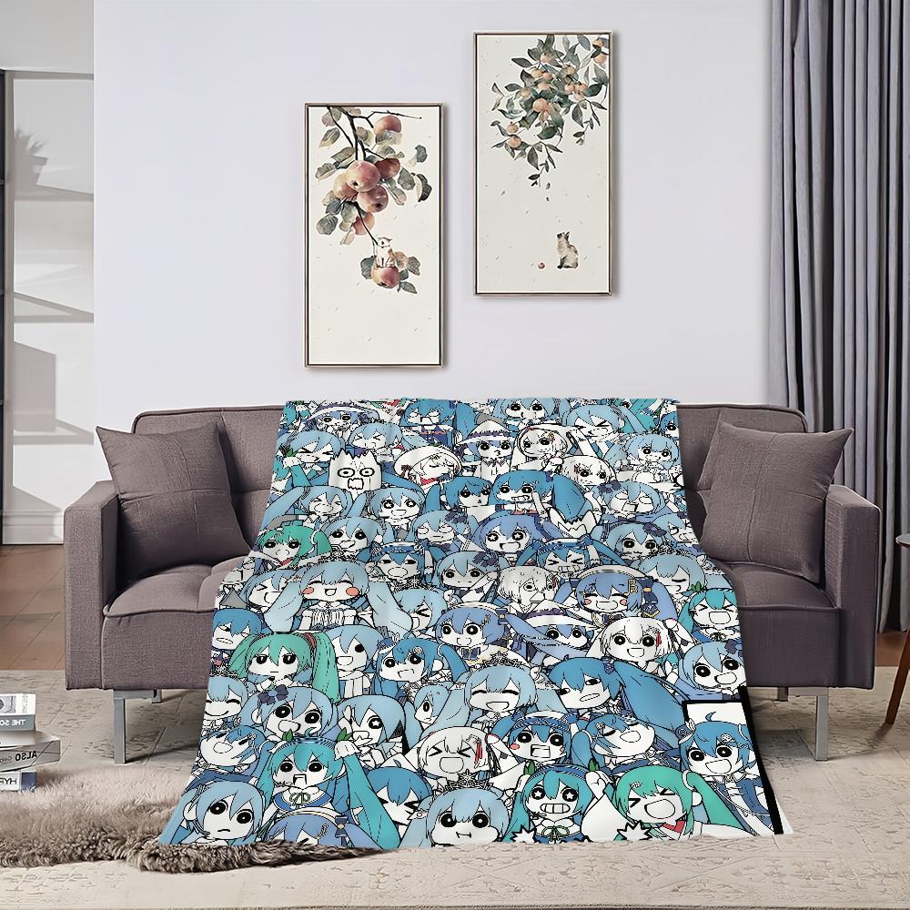 Blanket For H-HHatsune-e Soft Throw Cute Blanket CV01M-MMiku for Picnic Bed Sofa Home Bedroom Cozy Warm Comfortable