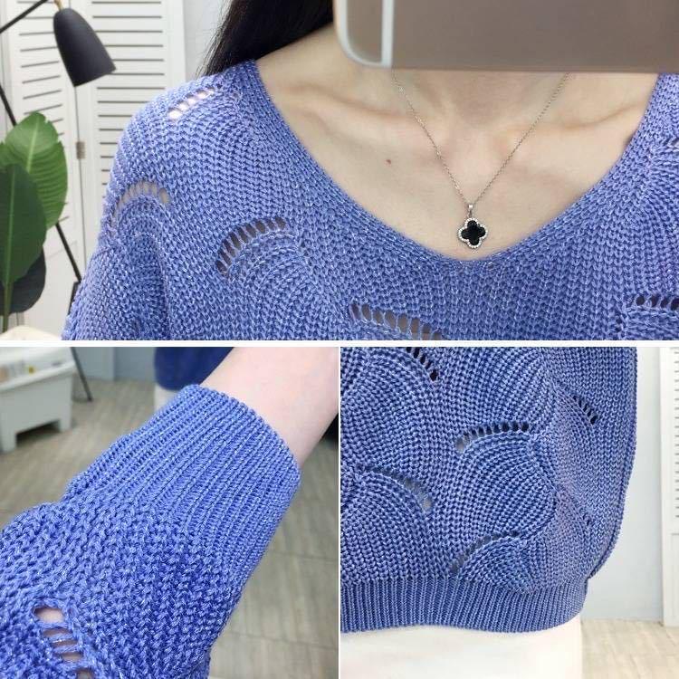 Women Sweaters Fashion Casual Pure Color Hollow Out Bat Sleeve Loose Sweater Spring Autumn Ladies Pullovers Tops Plus Size