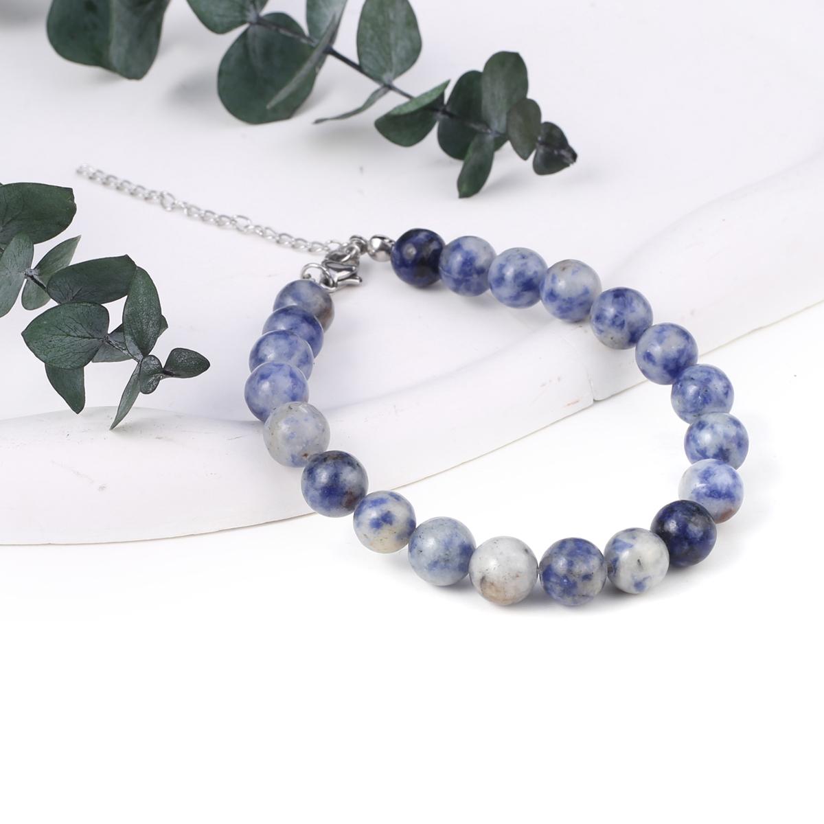 

Новый стильный женский браслет, натуральный камень, флюорит/агат/розовый кварц/унакит, бусины 8X8 мм, подвески для женщин, подарок на день рождения Sodalite