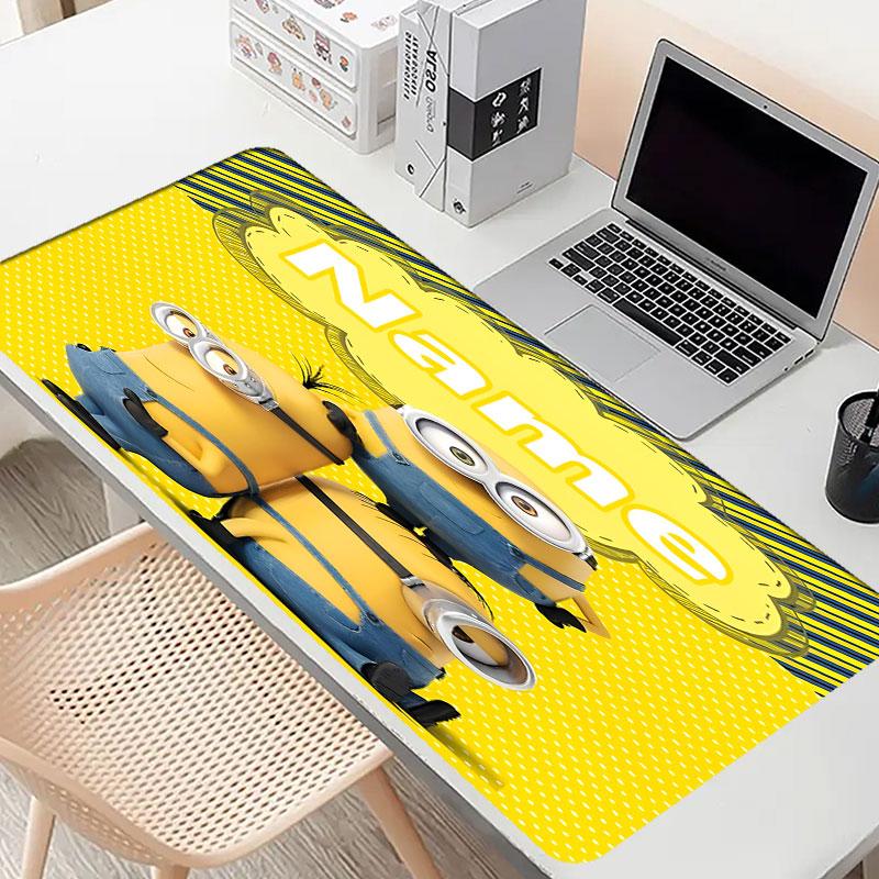 Custom Name Personalized Minions Pattern Mousepad, Laptop PC Desk Mat, Decorative Desk Mat for Home Keyboard Pad Gift
