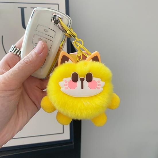 Keychain Rabbit Ear Soft Plush Ball Charm Key Chain Car Keys Bags Backpacks Kids Travel Accessories Stress Relief Gift