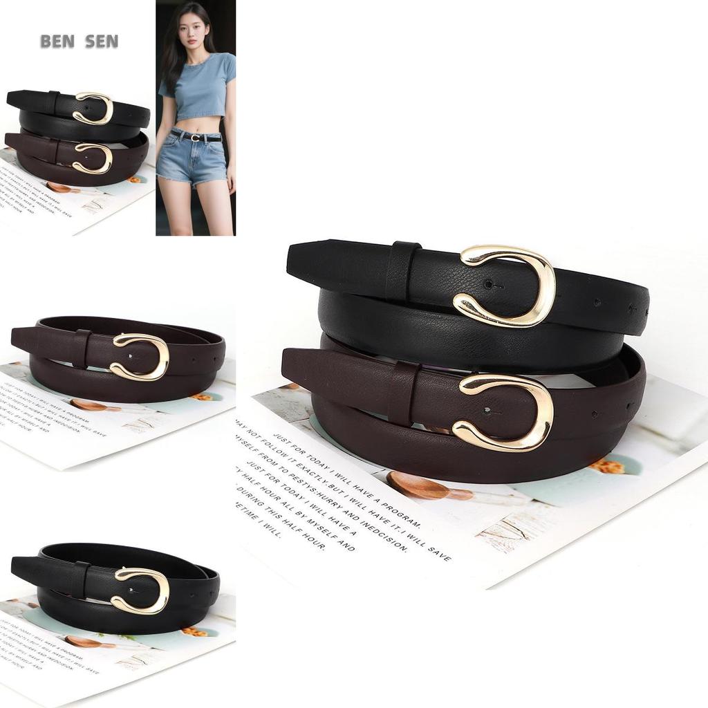 Pu Leather Ladies Belt With C Letter Buckle For Casual And Office Wear