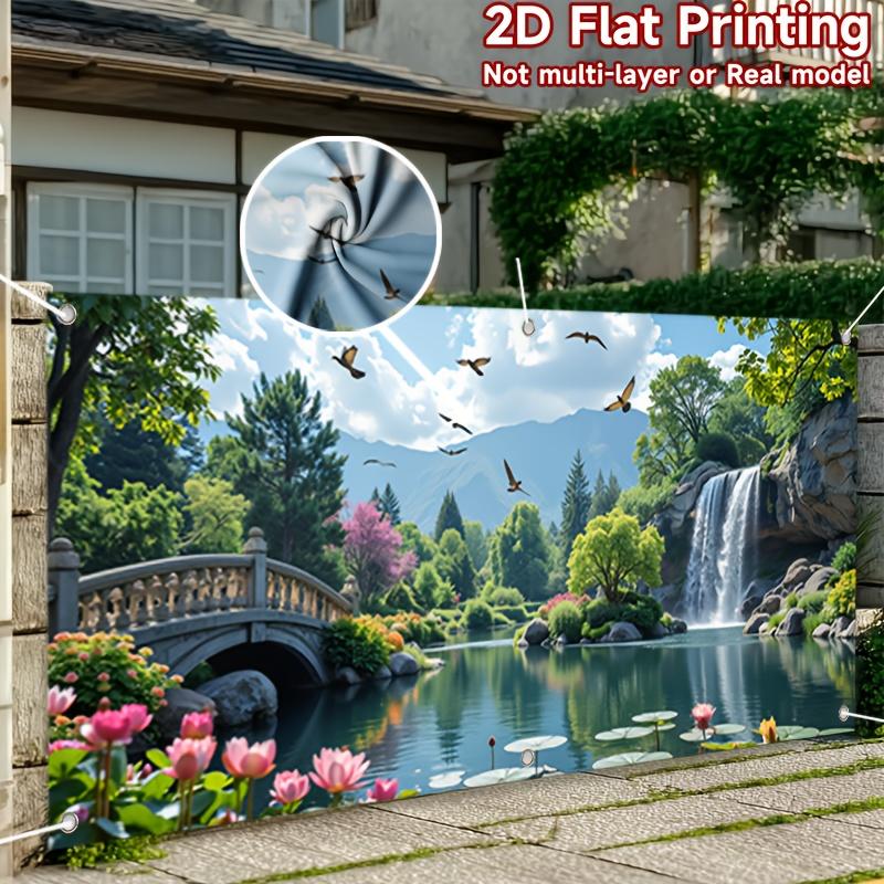 2D Plane, 1 Piece 2D Plane Printed Party Banner - Four Seasons Beautiful Tropical SceneryXY