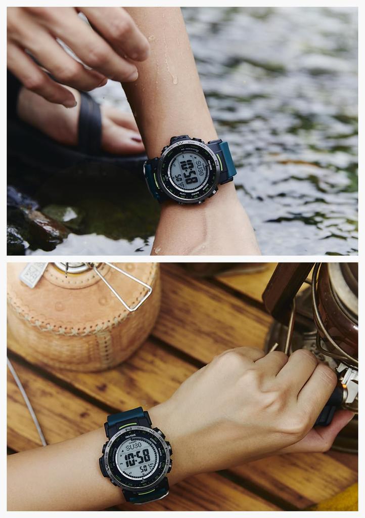 Casio Pro Trek Watch [Official Japanese Product] Climber Line Radio-Controlled Solar Watch with Biomass Plastic Movement, PRW-35Y-3JF, Men's, Green