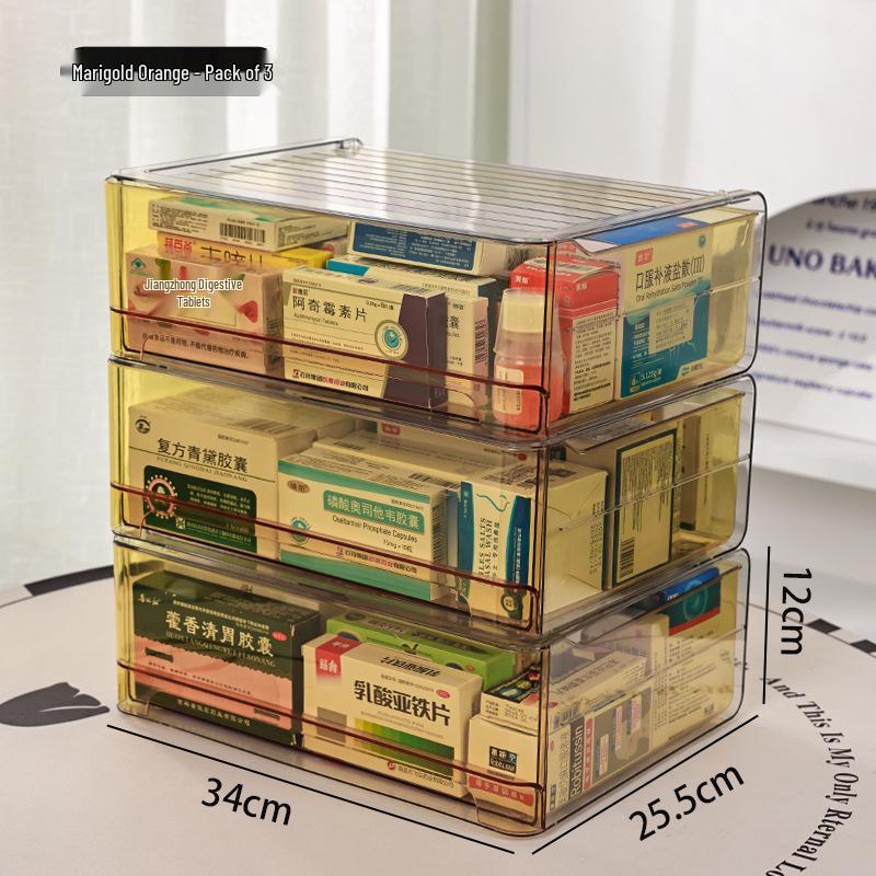 Transparent Large-Capacity Medicine Storage Box: Moisture-Proof, Dust-Proof, Drawer Type for Home Use