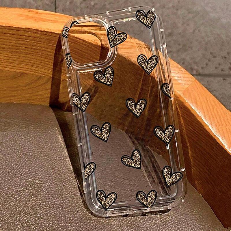 Air Cushion Phone Case for  Redmi 13 4G 13c 12c Note 12 11 13 Pro Plus 5G 12s 11s 10s 10 Pro 4G  Leopard Love Heart Cover