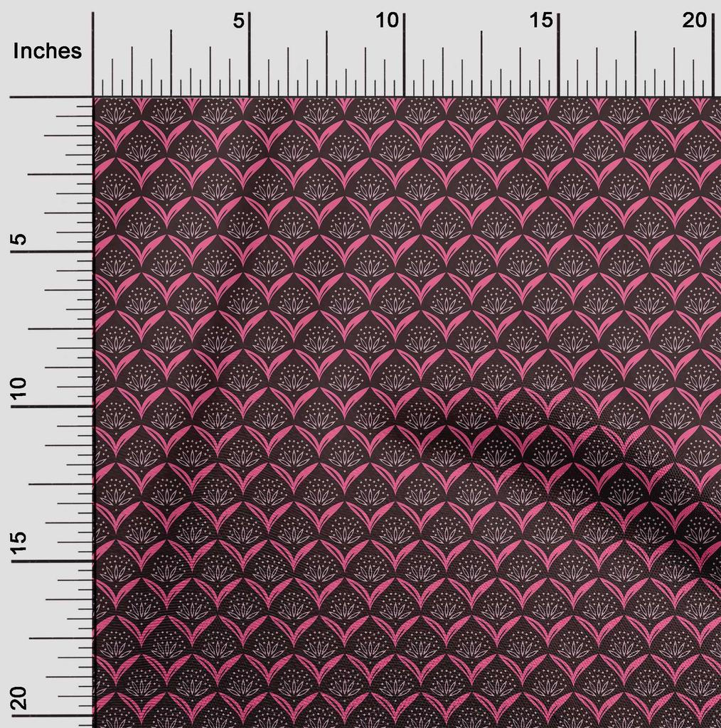 oneOone Cotton Flex Fuschia Pink Fabric Geometrical Floral Quilting Supplies Print Sewing Fabric By The Yard 40 Inch