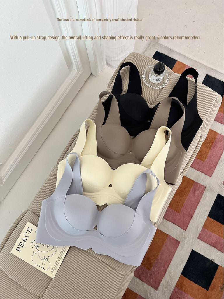Red Original Seamless Underarm Support Soft Gathering Bra for Women