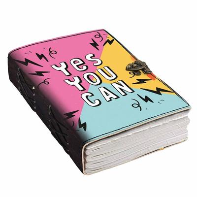 Leather Yes You Can Printed Blank Pages Journal Diary for Personal & Office Use Planner Blank Diary (7 X 5 Inch)