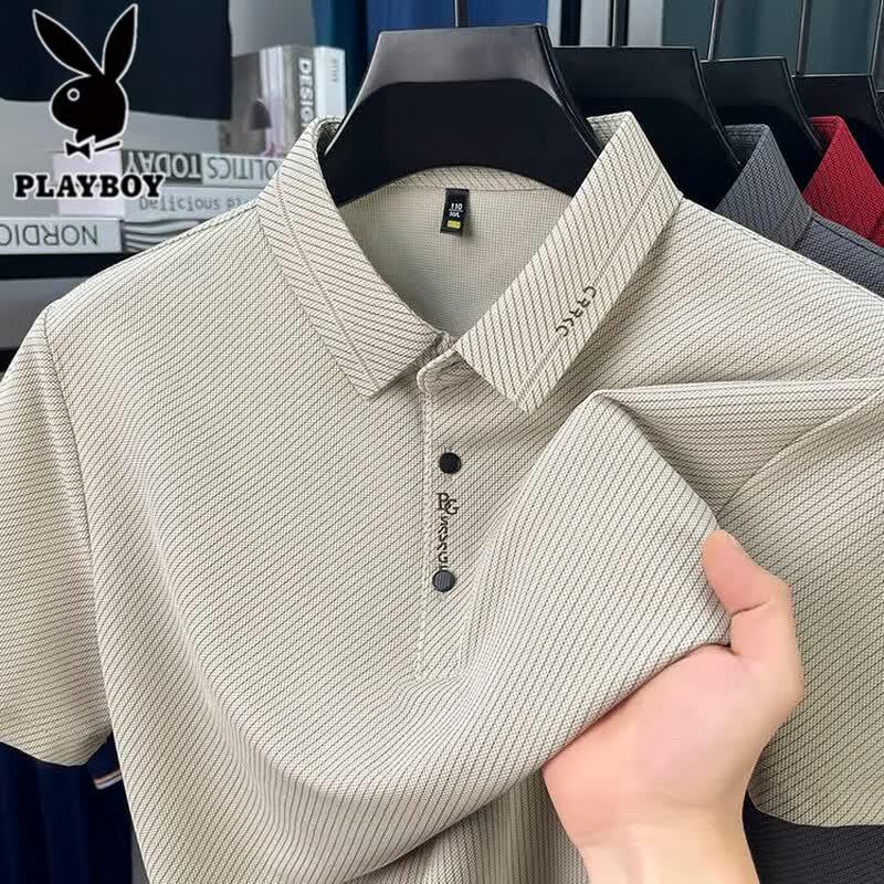 PLAYBOY Men's Seamless Ice Silk Polo Shirt