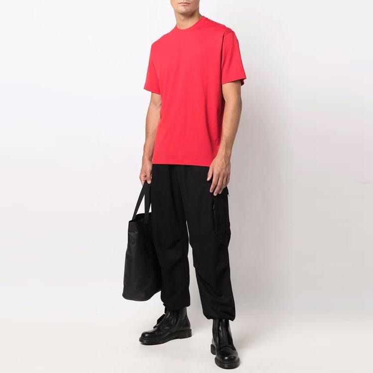 Y-3 Solid Logo Crew Neck Short Sleeve T-Shirt Men Tops Red HB3478