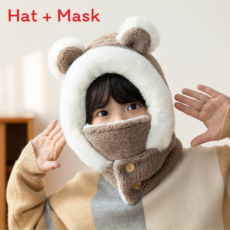 Baby Bear Earflap Warm Hat With Breathable Polyester For Winter Play хаки