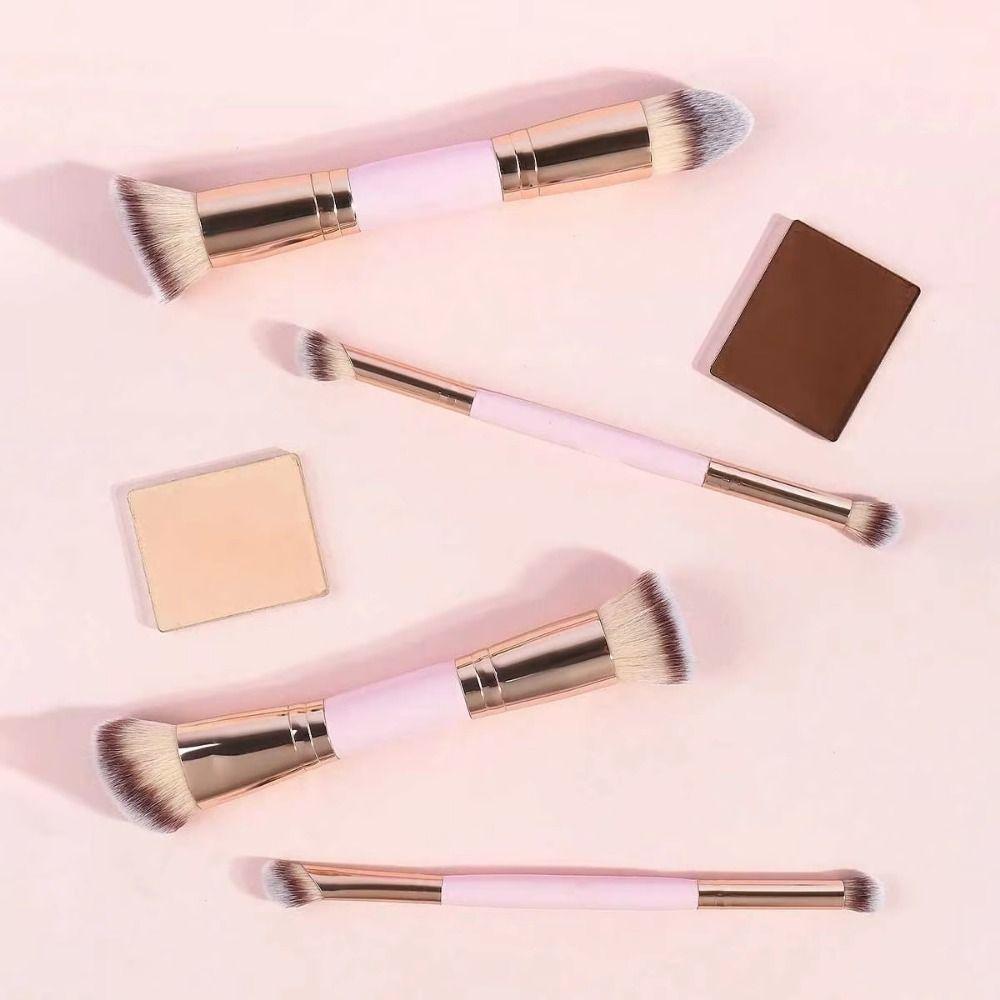 2/4/5Pcs Soft Bristle Dual-ended Makeup Brushes Angled Top Foundation Brush Set  Beauty Application
