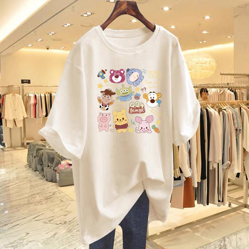 

Summer New Crew Neck Printed T-Shirt Women s Cotton Soft Short Sleeve Top Bottom Shirt XXXL