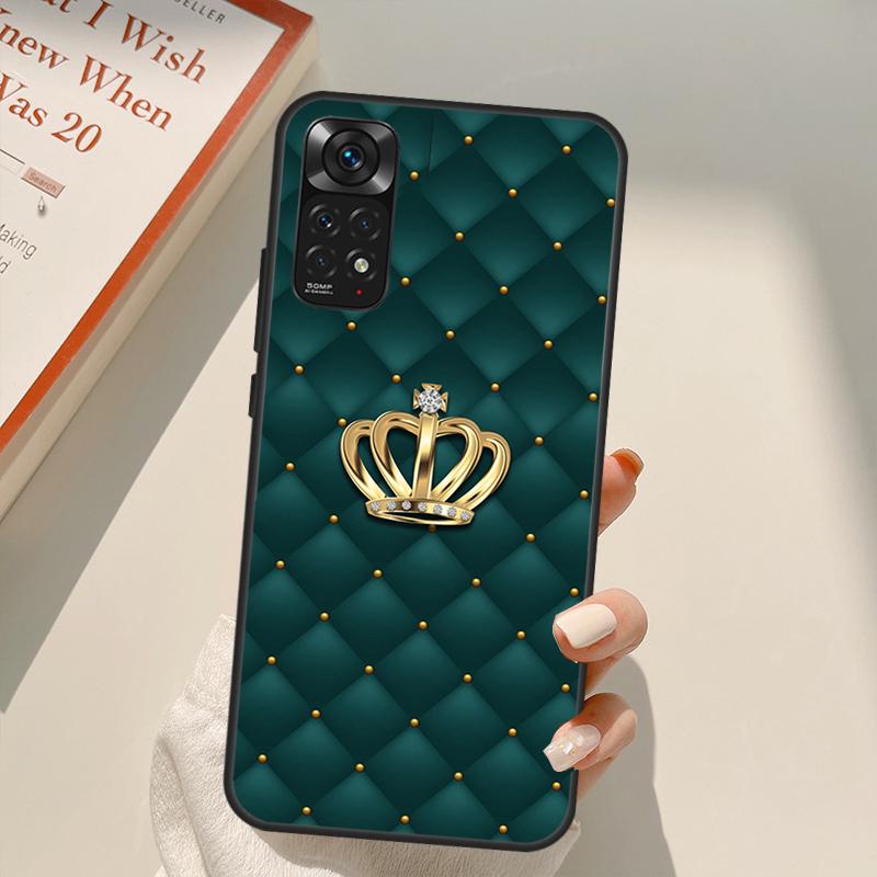 Quilted Texture Sofa Pattern Crown Case For Xiaomi Redmi Note 11 Pro 8 9 11S 10S 9S Note 10 Pro Cover For Redmi 10 10C 9A 9C