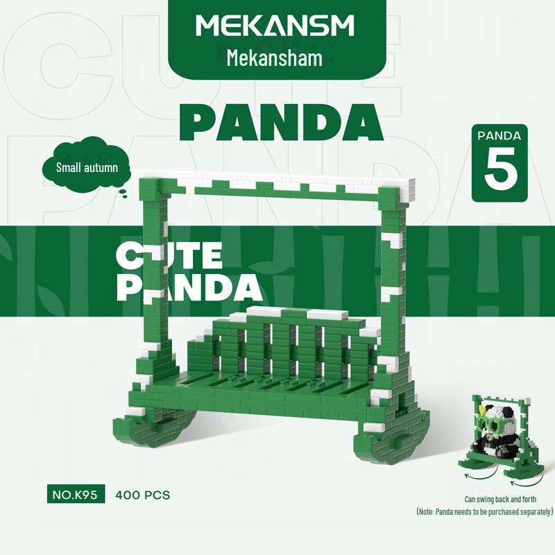 Panda Flower Cute Blue Building Blocks: Micro-Particle Assembly Toys for Creative Modeling