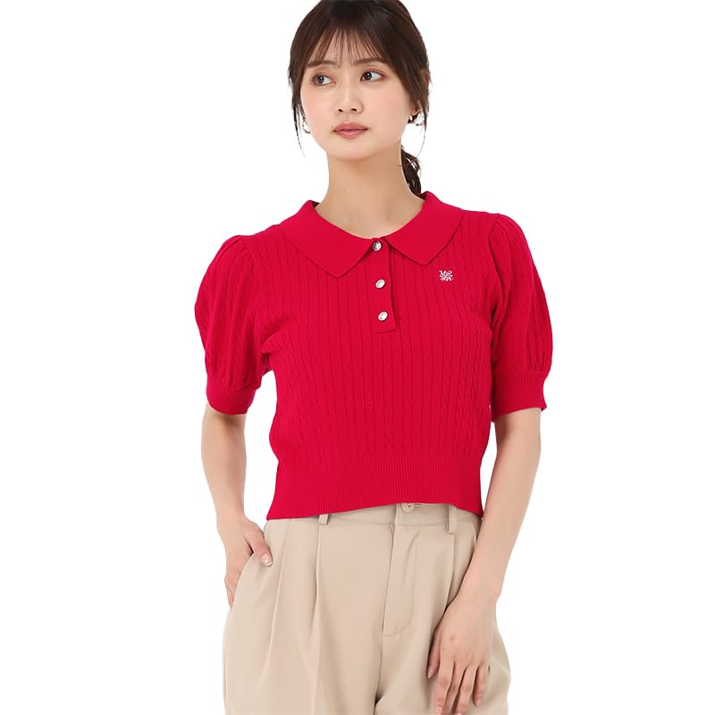 

Mishmash Поло с коротким рукавом Кабель Красный Женский Трикотаж/Свитер, Вязаный, Вязаный, Вязаный, Женственный, Повседневный, Весенне-летняя одежда, Логотип, Прогулка,