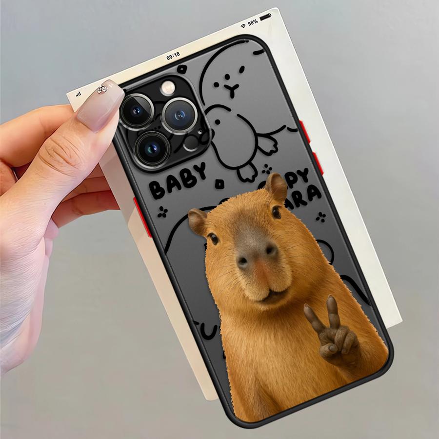 

Case for iPhone 17 Pro Max Air 7 8 SE 16 Plus 15 11 13 Mini 14 XS XR 12 Funda Back Phone Cover Capybara Cute Fashion iPhone XS