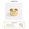 925 Sterling Silver Wiede Simple Gold Color Rings Retro Distressed Opening Handmade Ring Fashion Fine Jewelry