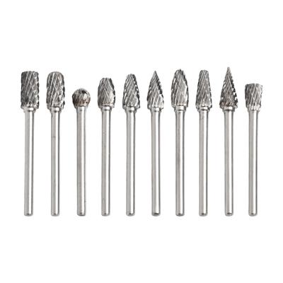 Heavy Duty DIY Grinding Head Set 10 Piece Carbide Steel DoubleCut Tools