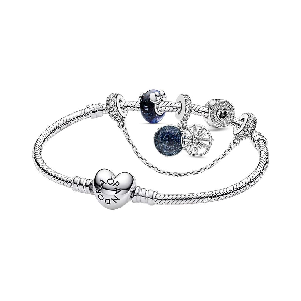 Pandora 925 Sterling Silver Bracelets Set Women's Multicolor B801375