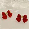 Orecchini pendenti con nodo a fiocco di cristallo di nuova moda per le donne Orecchini pendenti con zirconi a forma di cuore di perla rossa Regali di gioielli per festival di Capodanno di Natale
