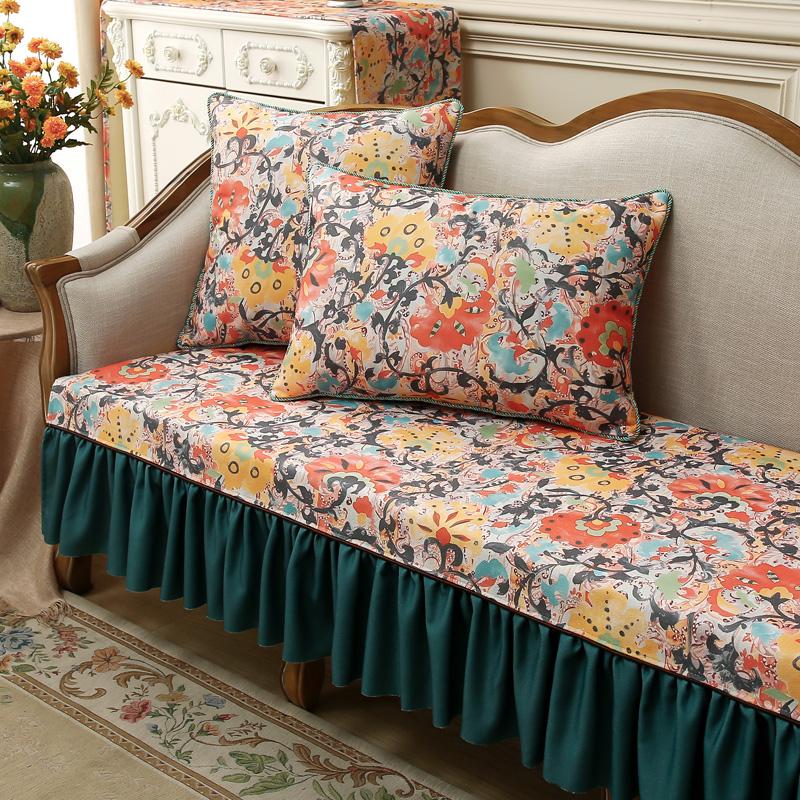 

Домашний декор Мягкая диванная подушка Ретро Роскошная Гостиная Пасторальный Принт Чехол на диван Нескользящий Накидка Защитный чехол для мебели 65x65 Hand towel