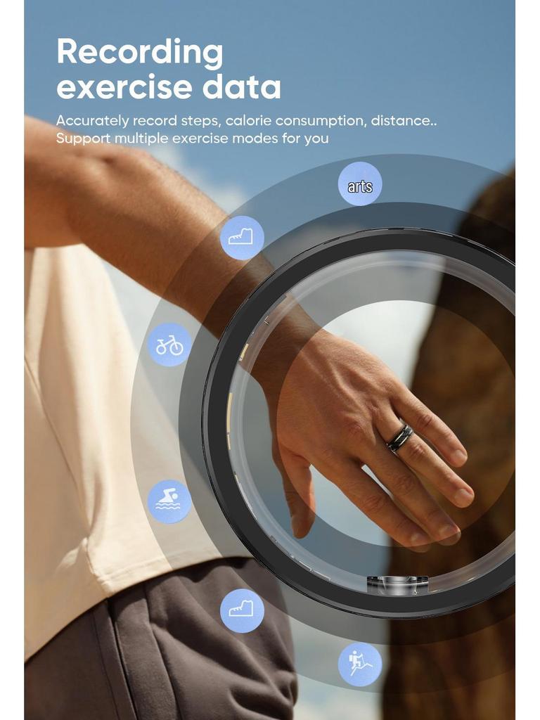W8 Carbon Fiber Smart Ring: Sensorless Heart Rate, Blood Oxygen & Sleep Monitor, Waterproof Sports Wearable