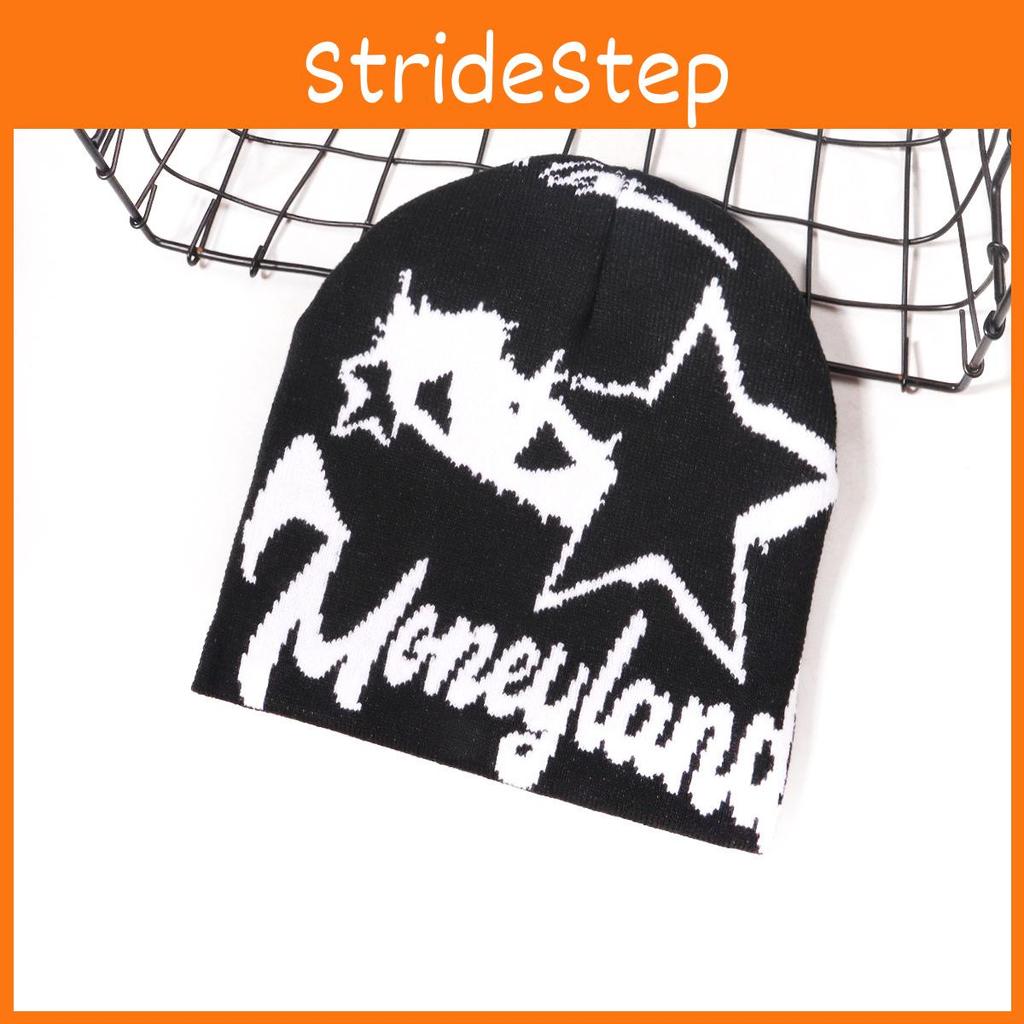 Star Street Style Letter Pattern Neutral Warm Knitted Hat For Autumn Winter And