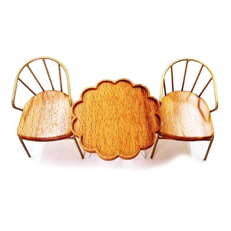 1/12 Scale Miniature Coffee Table Chair Set Scene Decoration Furniture Doll House Accessories Leisure Setting Props