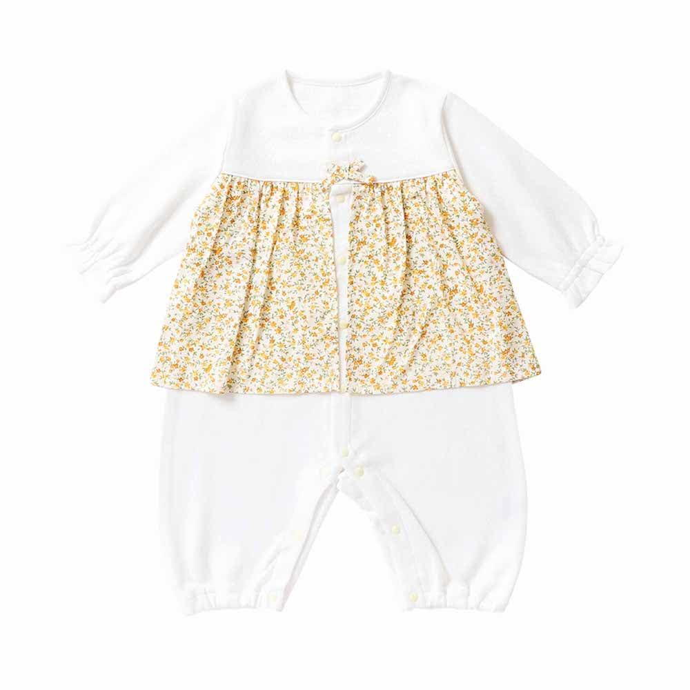 De Made In Japan Diamond Face Floral Print Coveralls for Baby [Cream Coco] Newborns, Babies, Clothes, Baby, Autumn/Winter Material, Warm, Cute,