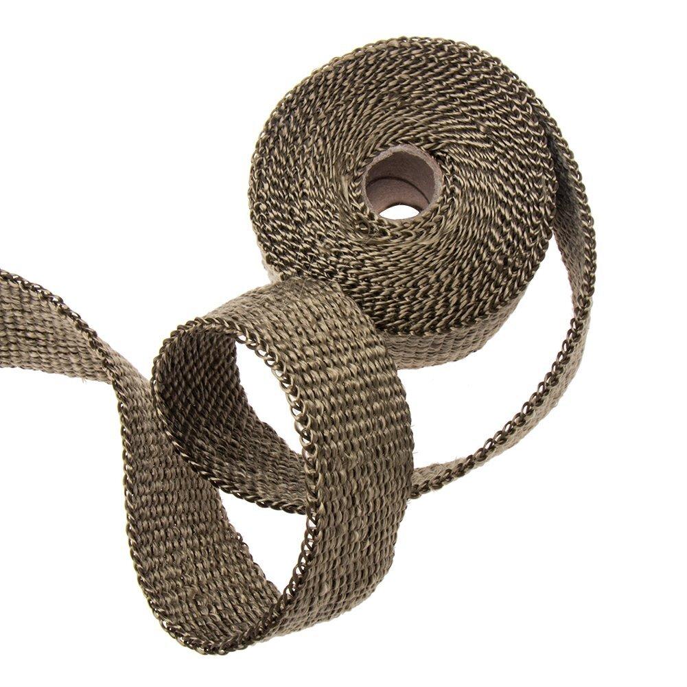 10M Motorcycle Exhaust Pipe Heat Wrap Tape Exhaust Header Wrap High-Temperature Insulation Tape With Stainless Steel Zip Ties
