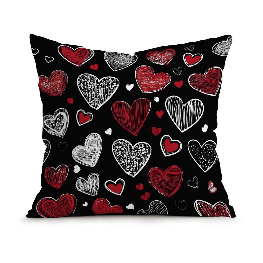 Valentine'S Day Graffiti Pillowcase Printed Polyester 40/45/50cm Throw Pillowcover Decorative Sofa Cushion Pillowslip Home Decor