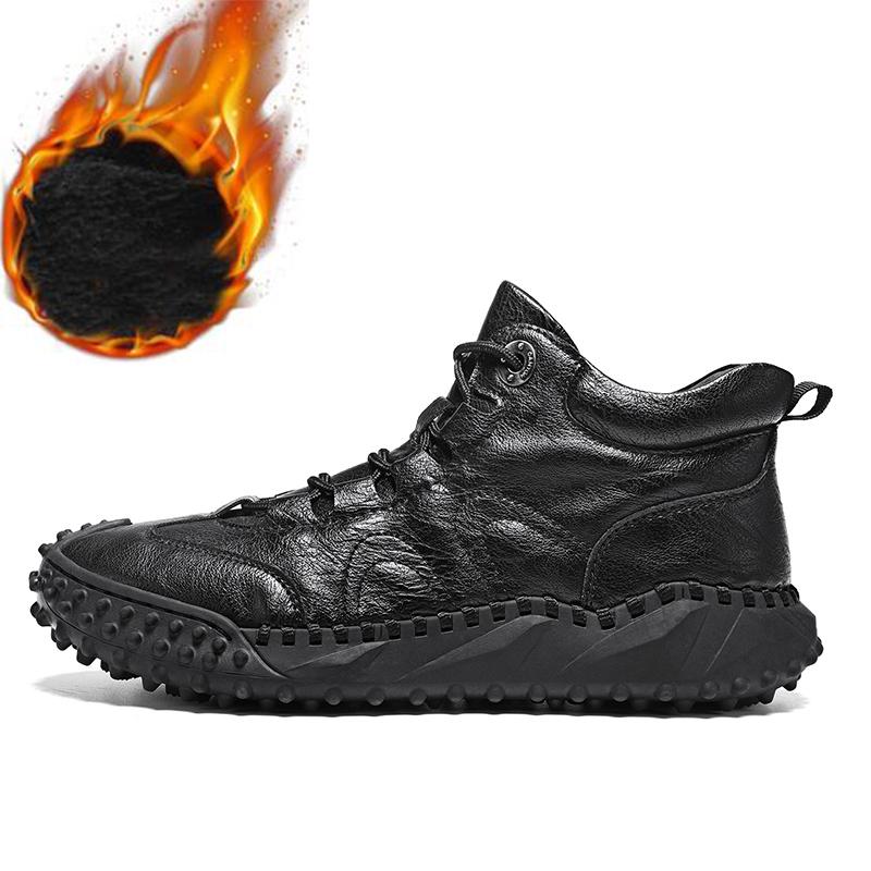 38-46 Fall/ Winter Mens Handmade  Leather  Soft Sock Ankle Boots Autumn Winter Men Boots Men's Ankle Boots Handmade Plush Shoes Casual Shoes
