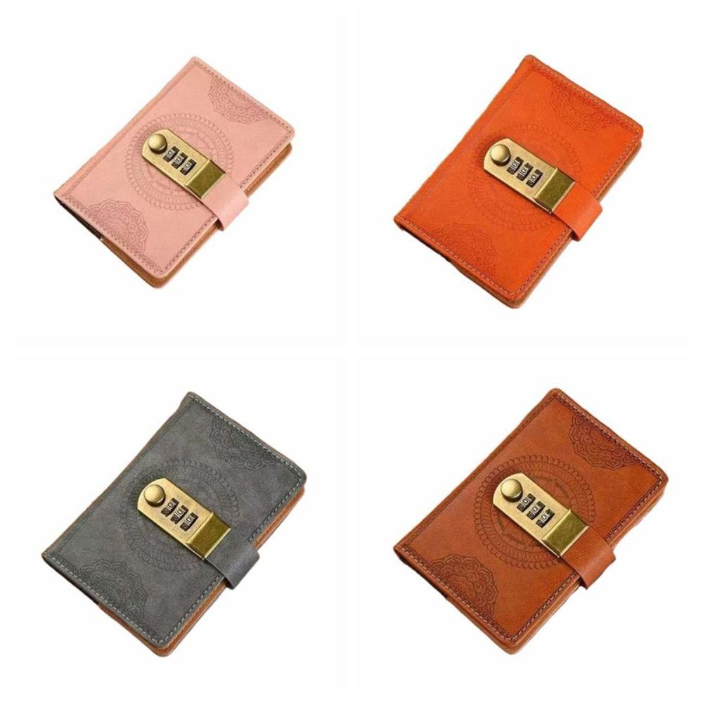 PU Cover PU Notebook with Lock Line Office Notebook A7 Notebook with Lock Leather Journal Office