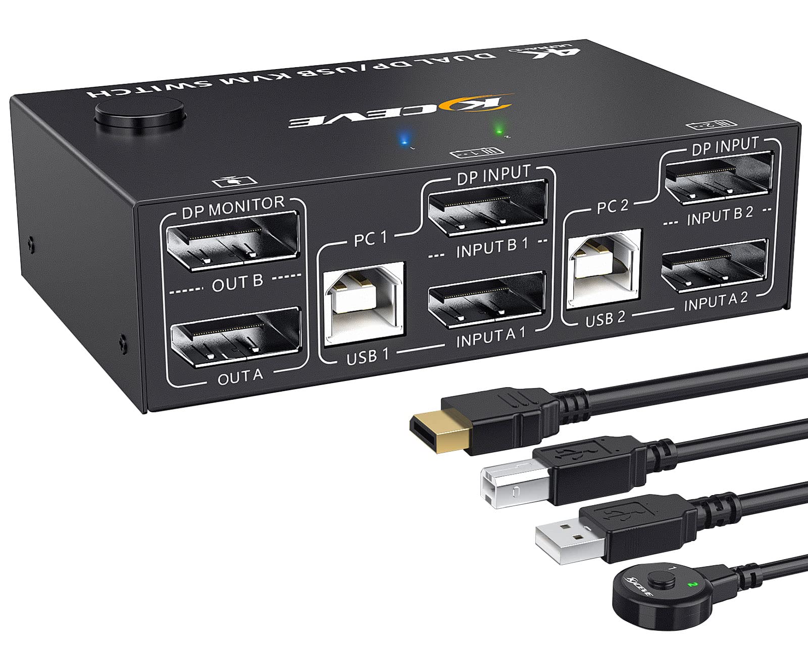 

DP KVM-переключатель 2 ПК 2 двойных монитора Displayport USB KVM-переключатель поддерживает 2 общих монитора Мониторы, 4K@144 Гц ПК, клавиатура, мышь,