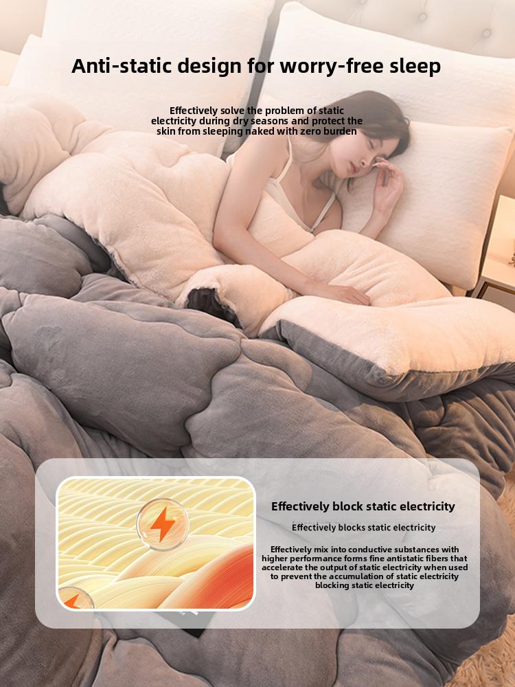 Thiened Lamb Velvet Blanket Double-Sided Coral Velvet Warm Winter Quilt Duvet Core Cotton Cover for Autumn And Winter