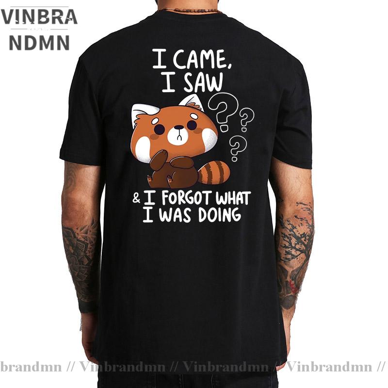 Funny Red Panda T Shirts Humor Cartoon Raccoon I Came I Saw I Forgot What I Was Doing Tshirt Streetwear Hip Hop Harajuku Tshirt