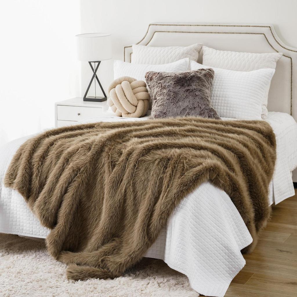 2024 NEU Luxuriöse Flauschige Kunstfell-Decke 152×203cm Steppdecke Decken Bettüberwurf Luxus Deko-Decke Weiche Fuzzy Fell-Decken Winter