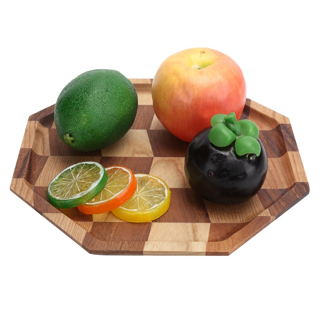 Kareli Desen Ahşap Tabak Meyve Tabakları Tutucu Çay Tepsisi Tatlı Akşam Yemeği Ekmek Servis Tepsisi