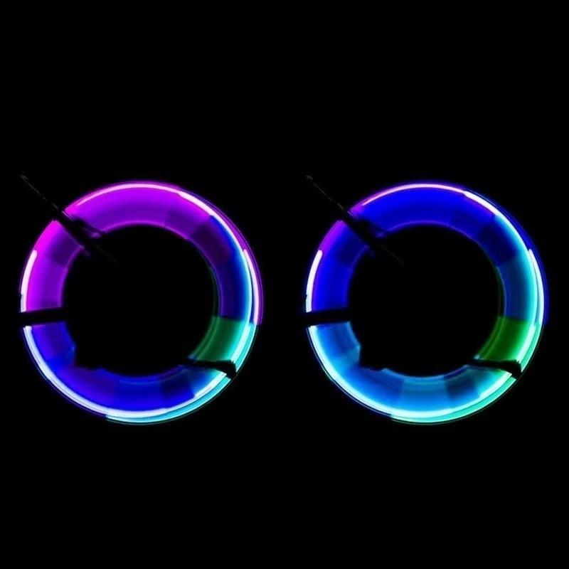 2 stuks Kleurrijk Fietswiel Spaaklicht Waterdicht MTB Balansfietslicht LED Band Band Knipperlichten Waarschuwing Fietslamp
