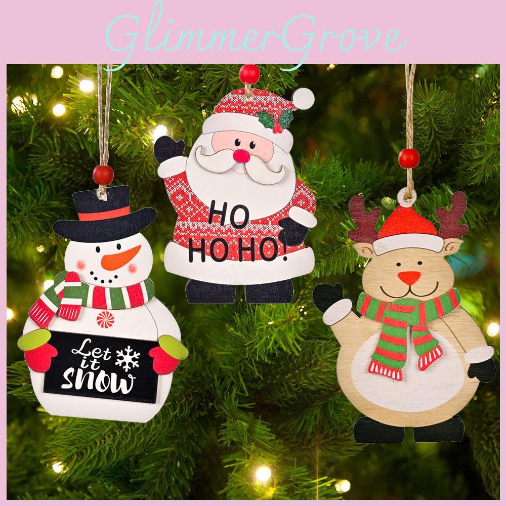 Trees Christmas Decoration Printed Wooden Shopping Mall Atmosphere Dress Up